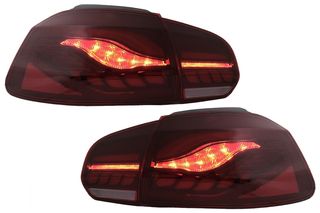 ΦΑΝΑΡΙΑ ΠΙΣΩ VW Golf 6 VI Taillights Full LED (2008-2013) Red Smoke with Sequential Dynamic Turning Lights (LHD and RHD)