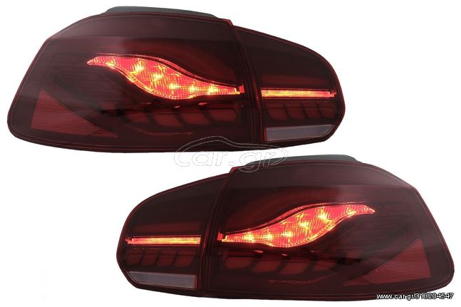 ΦΑΝΑΡΙΑ ΠΙΣΩ VW Golf 6 VI Taillights Full LED (2008-2013) Red Smoke with Sequential Dynamic Turning Lights (LHD and RHD)