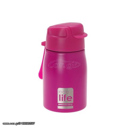 Ecolife Παιδικό Ανοξείδωτο Παγούρι Με Καλαμάκι 400ml Pink 33-BO-1997