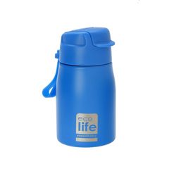 Ecolife Παιδικό Ανοξείδωτο Παγούρι Με Καλαμάκι 400ml Blue 33-BO-1998