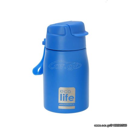 Ecolife Παιδικό Ανοξείδωτο Παγούρι Με Καλαμάκι 400ml Blue 33-BO-1998