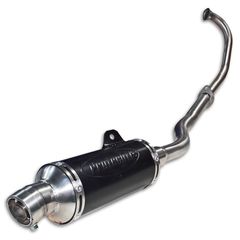 Εξάτμιση ολόσωμη κοντή inox στρογγυλή μαύρη Yamaha Crypton-X 135 Protecht