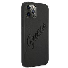 Guess Saffiano Vintage Script Case for iPhone 12 Pro Max 6.7" - Black-thumb-3