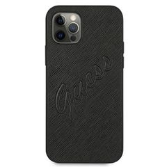 Guess Saffiano Vintage Script Case for iPhone 12 Pro Max 6.7" - Black-thumb-2
