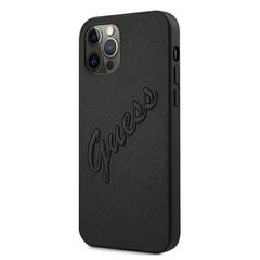 Guess Saffiano Vintage Script Case for iPhone 12 Pro Max 6.7" - Black-thumb-1