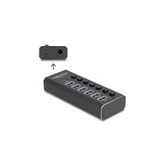 DELOCK USB hub 64326 με διακόπτες, 7x θυρών, 10Gbps, USB/USB-C σύνδεση, μαύρο
