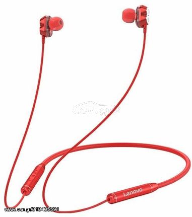 Lenovo Bluetooth Earphone Double Coil HE08 Κόκκινο - (PTM7C02383)