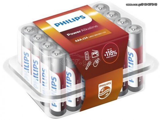 PHILIPS Power αλκαλικές μπαταρίες LR03P24P/10 AAA LR03 1.5V 24τμχ - (LR03P24P-10)