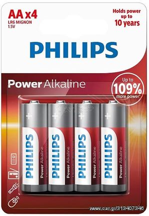 PHILIPS Power αλκαλικές μπαταρίες LR6P4B/10 AA LR6 1.5V 4τμχ - (LR6P4B-10)