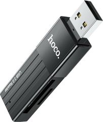 Hoco Αναγνώστης Κάρτας Μνήμης HB20 Mindful 2 σε 1 USB 2.0 έως 480Mbps και 2TB για Micro SD και SD Μαύρος