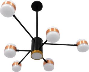 GloboStar ORNATE Μοντέρνο Φωτιστικό Οροφής LED 56 Watt Πολύφωτο Μαύρο με Μπρονζέ και Χρυσές Λεπτομέρειες Μεταλλικό Λευκό Ημέρας 4500k Φ63 x Y36-45cm - (01552)