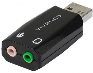 VIVANCO USB 2.0 AUDIO ADAPTER FOR SOUNDCARD AND HEADSET black - (36657)