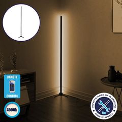 GloboStar Μοντέρνο Minimal Επιδαπέδιο Μαύρο Φωτιστικό 150cm LED 24 Watt με Ασύρματο Χειριστήριο RF & Dimmer Φυσικό Λευκό 4500k ALIEN Design - (GLOBO-150-2)