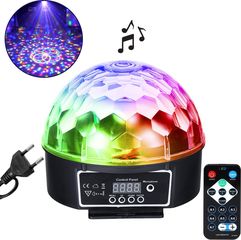 GloboStar LED Party Disco Μπάλα με Περιστρεφόμενα Φωτορυθμικά Εφέ Πολύχρωμη RGB DMX512 20W με Sound Control Activated Εφέ και με Ασύρματο Χειριστήριο AC 230V IP20 Φ17 x Υ15cm - (79602)