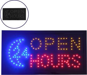 GloboStar Φωτιστικό LED Σήμανσης OPEN 24 HOURS με Διακόπτη ON/OFF και Πρίζα 230v 48x2x25cm - (96305)