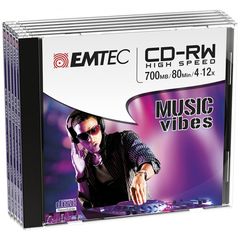 EMTEC CD-RW 700MB / 80 MIN 4-12x SLIM 5pcs JEWEL CASE - ECOCRW80512JC