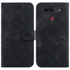 For LG K41S / K51S Lily Embossed Leather Phone Case(Black)