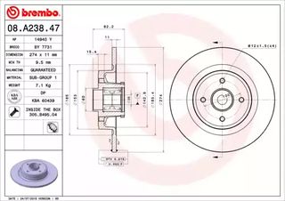 Δισκόπλακες RENAULT MEGANE 1999 - 2002 BREMBO 08.A238.47