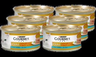 Υγρή Τροφή για Ενήλικες Γάτες Purina Gourmet Gold "Η Καρδιά της Γεύσης" με Τόνο Economy Pack (6 Τεμ. x 85gr)