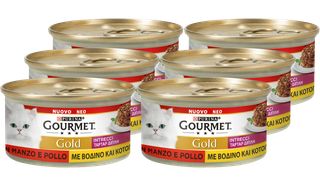 Υγρή Τροφή για Ενήλικες Γάτες Purina Gourmet Gold Ταρτάρ με Βοδινό και Κοτόπουλο Economy Pack 6 Τεμ. x 85gr