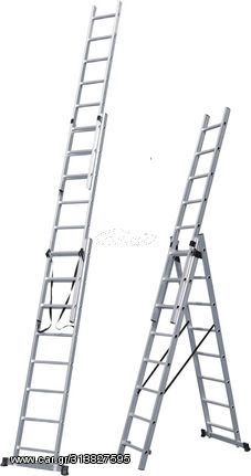Σκάλα αλουμινίου επαγγελματική BULLE 631121 με 3x9 σκαλοπάτια & αντοχή έως 150 Kg ( 631121 )