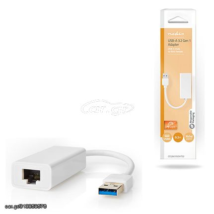 NEDIS NEDIS CCGB61950WT02 Αντάπτορας δικτύου USB 3.0, USB A αρσ. - RJ45 θηλ., με ενσωματωμένο καλώδιο 0,20m σε συσκευασία blister.