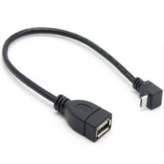 Καλώδιο OTG Micro USB 5pin Αρσενικό σε USB 2.0 Θηλυκό 90° Γωνία Πάνω (20cm) (Μαύρο) (OEM)