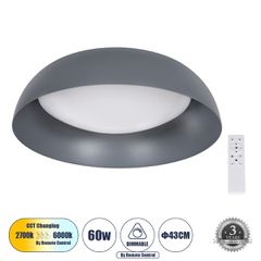 Πλαφονιέρα Οροφής LED ANATOLIA CCT 60W 6900lm 120° AC 220-240V - Εναλλαγή Φωτισμού μέσω Τηλεχειριστηρίου All In One- Γκρι Ανθρακί