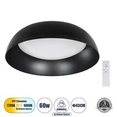 Πλαφονιέρα Οροφής LED ANATOLIA CCT 60W 6900lm 120° AC 220-240V - Εναλλαγή Φωτισμού μέσω Τηλεχειριστηρίου All In One - Μαύρο