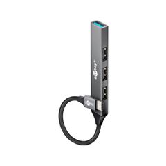 GOOBAY USB hub 74457, 4x θυρών, USB 3.2, 5Gbps, USB-C σύνδεση, γκρι