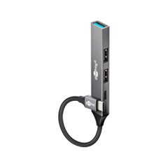 GOOBAY USB hub 74459, 4x θυρών, USB 3.2, 5Gbps, USB-C σύνδεση, γκρι