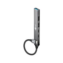 GOOBAY USB hub 74460, 5x θυρών, USB 3.2, 5Gbps, 100W, USB-C σύνδεση, γκρι