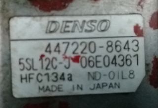ΚΟΜΠΡΕΣΕΡ A/C  DENSO  FIAT  STILO <192_>  1.8 16V-1.9 JTD (10/2001-11/2006) - BRAVO II <198_>  1.6/1.9 D Multijet (11/2006-12/2014)  ΚΩΔ. 447220-8643 , 5SL12C-J -thumb-4