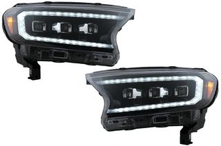 ΦΑΝΑΡΙΑ ΜΠΡΟΣΤΑ Ford Ranger (2015-2020) LHD Full Black Housing with Sequential Dynamic Turning Lights Matrix Projector