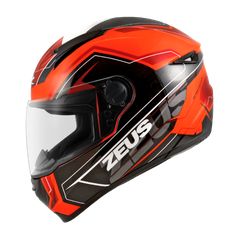 Κράνος μηχανής full face Zeus ZS-811 μαύρο πορτοκαλί  -thumb-1
