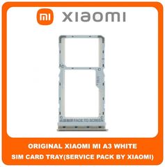 Original Γνήσιο Xiaomi Mi A3 MiA3 (M1906F9SH, M1906F9SI) SIM Tray Cover Assy + Micro SD Tray Slot Υποδοχέας Βάση Θήκη Κάρτας SIM Κάλυμμα White Άσπρο (Service Pack By Xiaomi)