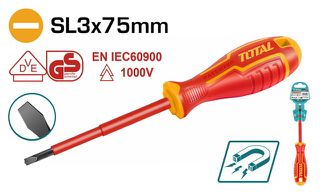 Κατσαβίδι Μαγνητικό Ίσιο TOTAL Ηλεκτρολόγου 1000V 3 Χ 75 ( THTIS3075 )