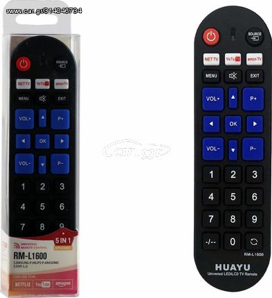 HUAYU ΤΗΛΕΧΕΙΡΙΣΤΗΡΙΟ TV UNIVERSAL FOR LG SAMSUNG SONY PHILIPS PANASONIC - (RM-L1600)