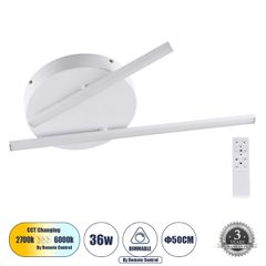 Φωτιστικό οροφής γραμμικό DRACO LED CCT 36W 4428lm 120° με τηλεχειριστήριο dimmable επιφανειακό λευκό αλουμίνιο D50xH6cm