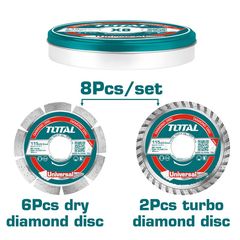 Διαμαντόδισκοι 115mm σετ 8 Τεμαχίων TOTAL  Σε Μεταλλικό Κουτάκι ( TAC2101153 )