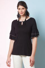 ΜΑΥΡΗ ΜΠΛΟΥΖΑ ΜΕ ΒΟΛΑΝ ΜΑΝΙΚΙΑ ΚΑΙ ΚΟΥΜΠΙ