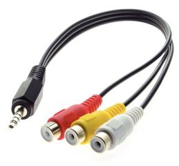 22cm 3.5mm Mini AV to 3 RCA Audio Video Cable Male to Male for multi-media