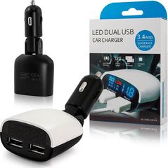 Ασύρματος Φορτιστής Αυτοκινήτου Led Dual USB Car Charger OEM