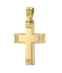 Σταυρός βαπτιστικός Κ14 χρυσός με σχέδιο λουστραριστός 2743