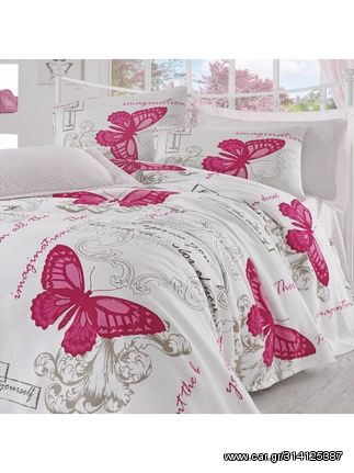 ΣΕΤ ΚΟΥΒΕΡΤΑ ΠΙΚΕ ΣΕΝΤΟΝΙ ΜΕ 1 ΜΑΞΙΛΑΡΟΘΗΚΗ HM12152 ΜΟΝΟ ΛΕΥΚΟ ΦΟΥΞΙΑ 160x240 εκ.