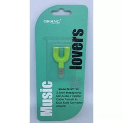 Music Lover 3.5mm Headphone Mic Audio Y Splitter Green (QH-C1190)