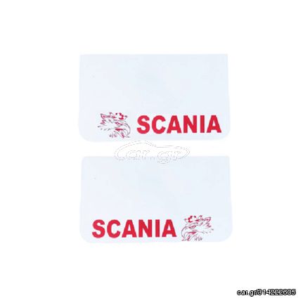 Λασπωτήρες SCANIA - 60 cm x 40 cm - Λευκοί με Κόκκινο Λογότυπο - 2 τμχ