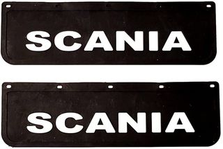 Λασπωτήρες με Ανάγλυφο SCANIA - 60 cm x 18 cm - Μαύροι με Άσπρο Ανάγλυφο - 2 τμχ