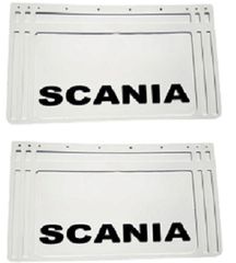 Λασπωτήρες με Ανάγλυφο SCANIA - 60 cm x 40 cm - Άσπροι με Μαύρο Ανάγλυφο - 2 τμχ