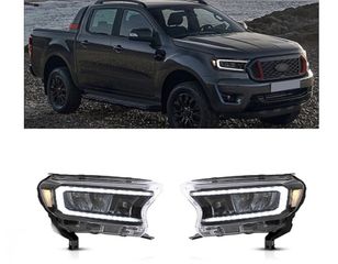 ΦΑΝΑΡΙΑ ΕΜΠΡΟΣ Headlights LED Light Bar Ford Ranger (2015-2020) LHD Full Black Housing with Sequential Dynamic Turning Lights